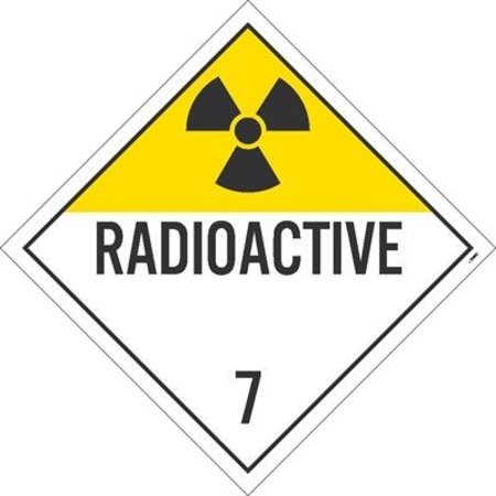 NMC Radioactive 7 Dot Placard Sign, Pk100, Material: Pressure Sensitive Removable Vinyl .0045 DL16PR100